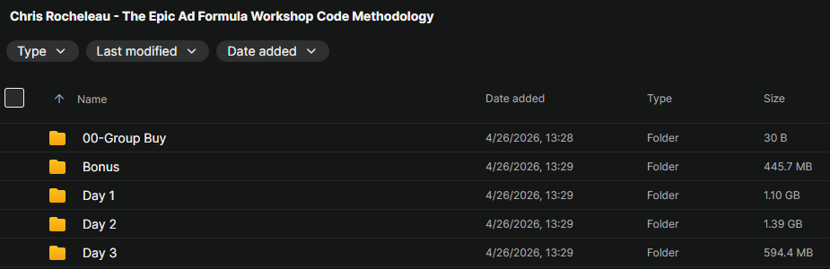 Chris Rocheleau - The Epic Ad Formula Workshop Code Methodology