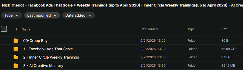 Nick Theriot – Facebook Ads That Scale + Weekly Trainings (up to April 2026) - Inner Circle Weekly Trainings(up to April 2026) - AI Creative Mastery